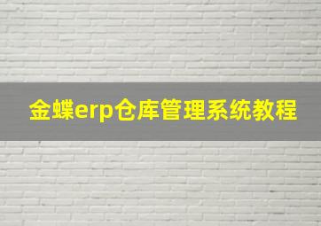 金蝶erp仓库管理系统教程