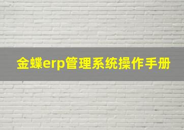 金蝶erp管理系统操作手册