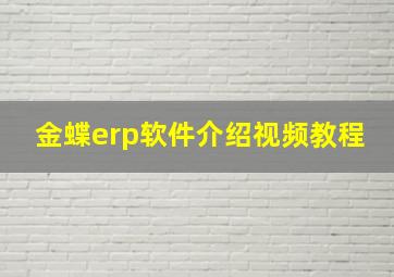 金蝶erp软件介绍视频教程