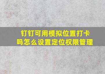 钉钉可用模拟位置打卡吗怎么设置定位权限管理