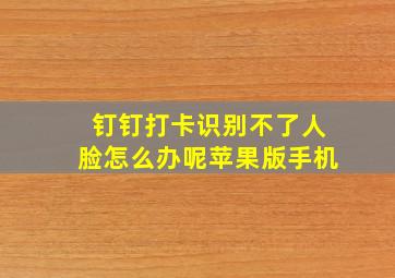 钉钉打卡识别不了人脸怎么办呢苹果版手机