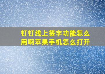 钉钉线上签字功能怎么用啊苹果手机怎么打开