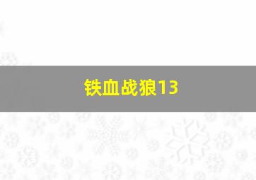 铁血战狼13