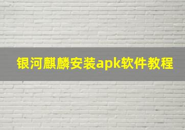 银河麒麟安装apk软件教程