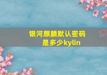 银河麒麟默认密码是多少kylin