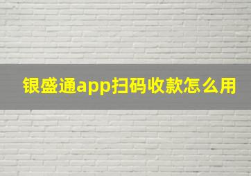 银盛通app扫码收款怎么用