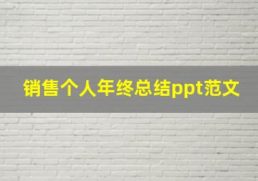 销售个人年终总结ppt范文