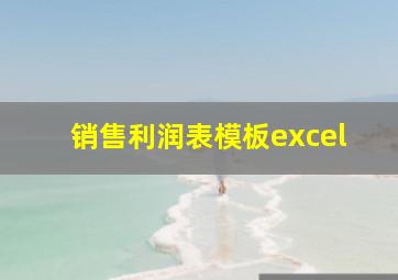 销售利润表模板excel