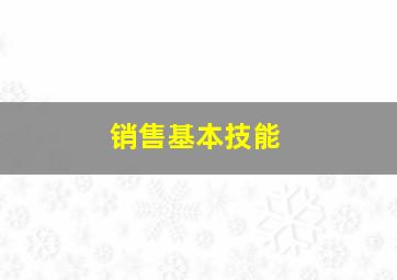 销售基本技能