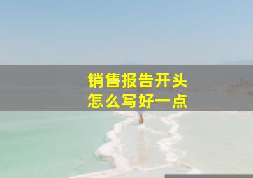 销售报告开头怎么写好一点