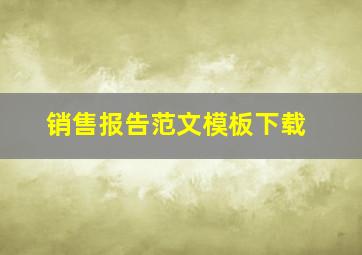 销售报告范文模板下载