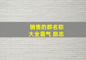 销售的群名称大全霸气 励志