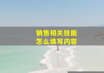 销售相关技能怎么填写内容