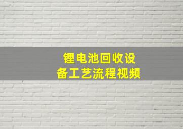 锂电池回收设备工艺流程视频