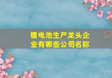 锂电池生产龙头企业有哪些公司名称