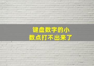 键盘数字的小数点打不出来了