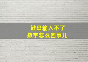 键盘输入不了数字怎么回事儿