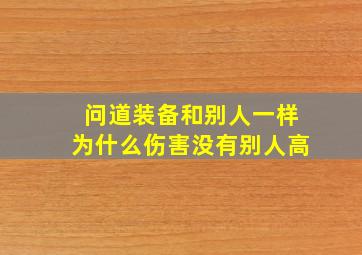 问道装备和别人一样为什么伤害没有别人高