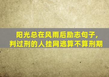 阳光总在风雨后励志句子,判过刑的人挂网逃算不算刑期