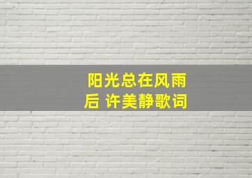 阳光总在风雨后 许美静歌词