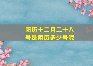 阳历十二月二十八号是阴历多少号呢