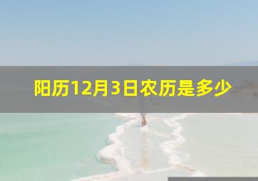 阳历12月3日农历是多少