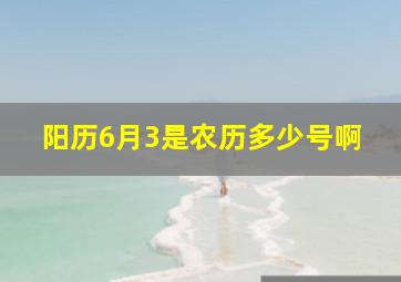 阳历6月3是农历多少号啊