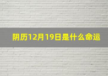 阴历12月19日是什么命运