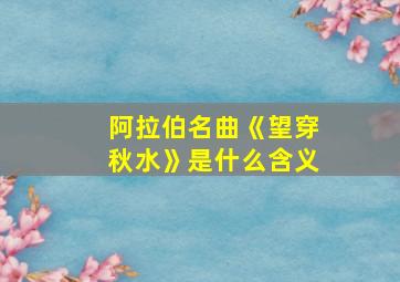 阿拉伯名曲《望穿秋水》是什么含义