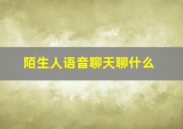 陌生人语音聊天聊什么