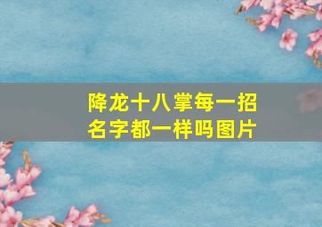 降龙十八掌每一招名字都一样吗图片