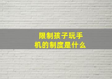 限制孩子玩手机的制度是什么