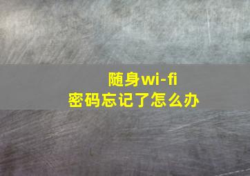 随身wi-fi密码忘记了怎么办