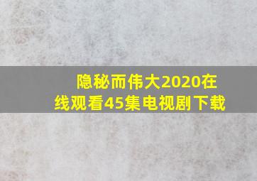 隐秘而伟大2020在线观看45集电视剧下载