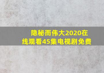 隐秘而伟大2020在线观看45集电视剧免费