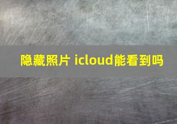 隐藏照片 icloud能看到吗