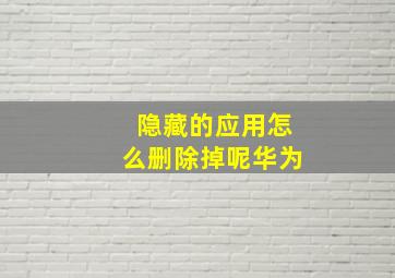 隐藏的应用怎么删除掉呢华为