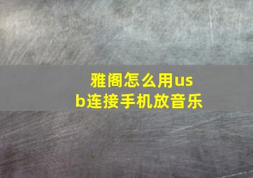 雅阁怎么用usb连接手机放音乐