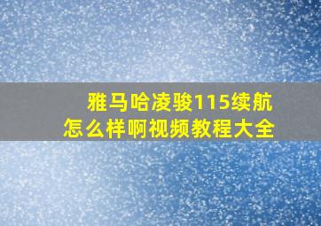 雅马哈凌骏115续航怎么样啊视频教程大全