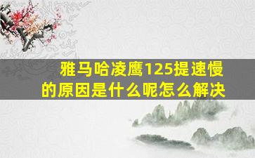 雅马哈凌鹰125提速慢的原因是什么呢怎么解决