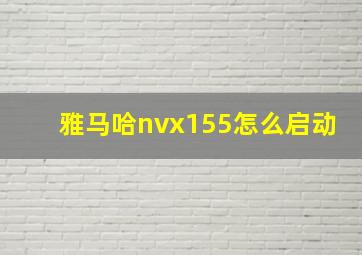 雅马哈nvx155怎么启动