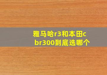 雅马哈r3和本田cbr300到底选哪个