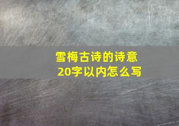 雪梅古诗的诗意20字以内怎么写