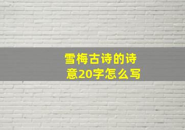 雪梅古诗的诗意20字怎么写