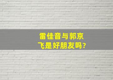 雷佳音与郭京飞是好朋友吗?