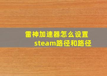 雷神加速器怎么设置steam路径和路径