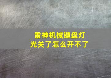 雷神机械键盘灯光关了怎么开不了