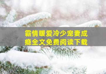 霸情暖爱冷少宠妻成瘾全文免费阅读下载