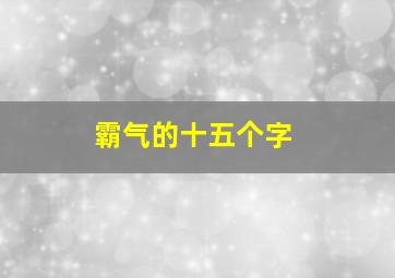 霸气的十五个字