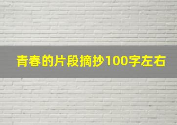 青春的片段摘抄100字左右